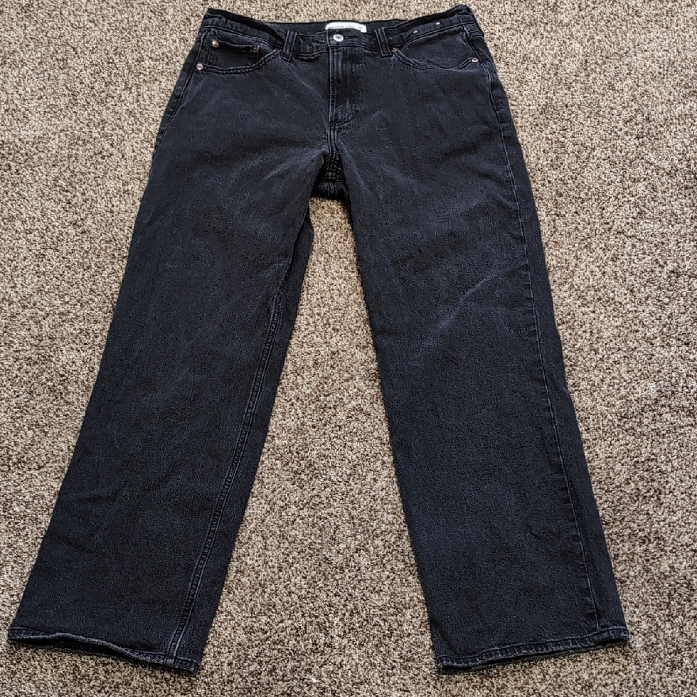 Abercrombie And Fitch The Baggy Low Rise Black Denim Jeans Women's Size 29